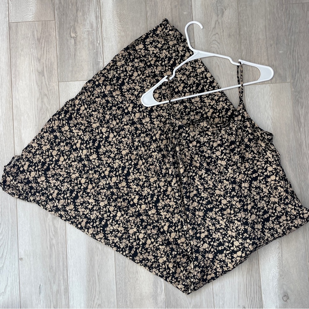 Vintage Slip Dress floral tank midi womens Black Beige (size 7/8) classy party